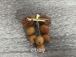 Broche de raisin en ambre royal rare soviétique russe de l'URSS