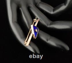 Broche épingle rare en émail guilloché en or 14 carats de l'ancienne Russie impériale Fabergé 56