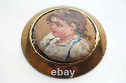 Broche impériale russe antique avec peinture à l'huile ? Hild Belle Qualité