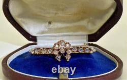 Broche impériale russe rare ancienne en forme de fer à cheval porte-bonheur en or 14 carats avec un diamant de 1 carat de 1890.