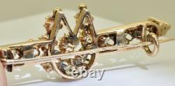 Broche impériale russe rare ancienne en forme de fer à cheval porte-bonheur en or 14 carats avec un diamant de 1 carat de 1890.
