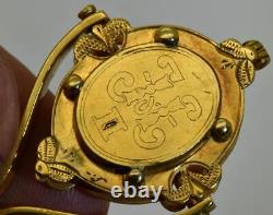 Chaîne de montre de poche impériale russe antique avec sceau Tsar Nicholas II et monogramme.