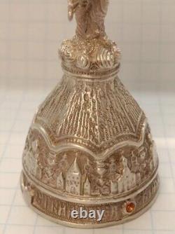 Cloche d'église antique en argent 84, ange orthodoxe, citrines, impériale russe 1908-1917
