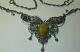 Collier Amber Diamond Rubies Argent 84 Impérial Russe 1910