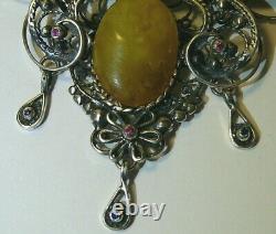 Collier Amber Diamond Rubies Argent 84 Impérial Russe 1910