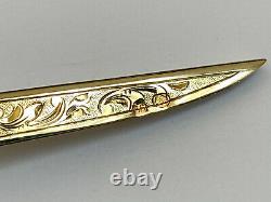 Comb Pliant Antique Impérial Russe Faberge 14k Solid Gold Hand Gravé