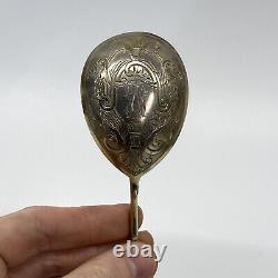 Cuillère louche en argent fin impérial russe antique avec dorure en or M PJS 1886.