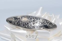 Épingle de cravate vintage en argent sterling antique 84 Niello russe impérial du Caucase