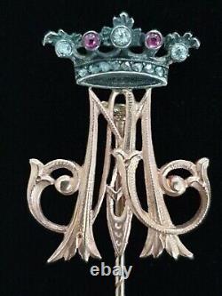 Épingle rare en or du Grand-Duc Royal Michel Alexandrovich avec couronne et chiffre royal