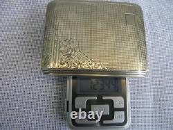 Étui à cigarettes en argent antique 900, boîte dorée, porte-cartes gravé russe, poids de 123gr