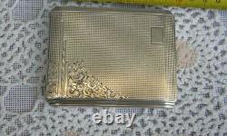 Étui à cigarettes en argent antique 900, boîte dorée, porte-cartes gravé russe, poids de 123gr