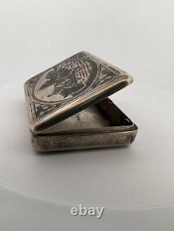 Étui à cigarettes en argent antique russe impérial 84 Troyka Niello