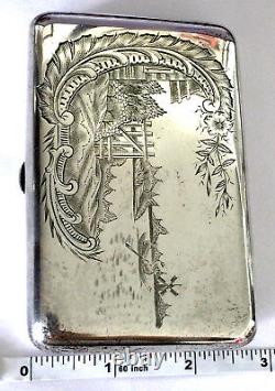 Étui à cigarettes en argent russe impérial 84 antique avec décor gravé floral, 146,5 gr