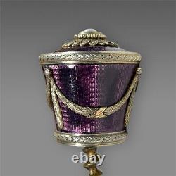 FABERGE. Poignée antique. Argent, émail, guilloché. Impérial russe 1890-1899