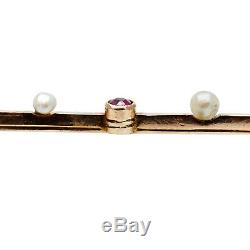 Faberge Broche Imperial Russian Gold 14k Bijoux Rare Antique Pin Ruby Perle Ru
