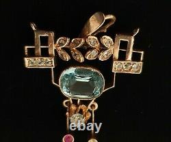 Faberge Era Imperial Russe Pendentif Pin 56 Gold Tsar Romanov 14k Bijoux