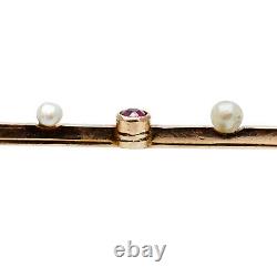 Faberge Imperial Russian Gold Broche 14k Rare Antique Pin Ruby Pearl Jewelry Ru
