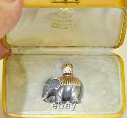 Faberge Russe Impériale Argent Émail Éléphant Figurine Par Michael Perkhin