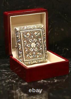 Faberge Russie Imperial Cloisonne Enamel Cigarette Case Snuff Box