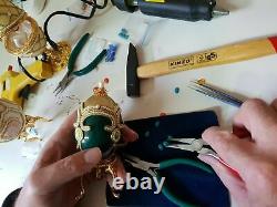 Fabrege Antique Impérial Russe Faberge Goose Oeuf Musique Boîte À Bijoux En Or 24k Hm