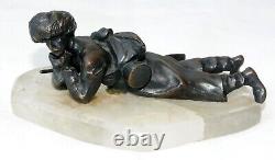 Figurine de Cosaque en bronze impérial russe du XIXe siècle, sculpture en statue de malachite de l'Oural.