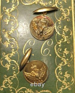 Fine Antique Impérial 84 Mark Russe Eagle Or Gilt Sterling Silver Cufflinks