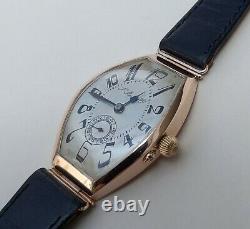 Fine Antique Impériale Russe H Moser & Cie 14k Gold Tonneau Wristwatch C. 1910
