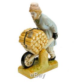 Gardner Russe Imperial Bisque Porcelaine Figurine Homme Avec Brouette