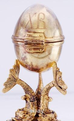 Horloge de bureau en forme d'oeuf de Pâques impérial russe antique en argent doré à verge fusée c1790's.