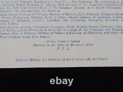 Impératrice Catherine III Russie Pologne Document royal signé Couronne royale russe Royauté