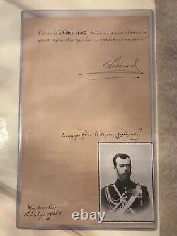 Imperial Antique Document Russe Signé Par Le Tsar Nicolas II Romanov + Des Etats-unis