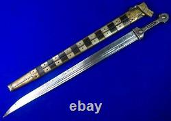 Impérial Russe Caucasien Ww1 Antique Grand Argent Kindjal Short Sword Scabbrard