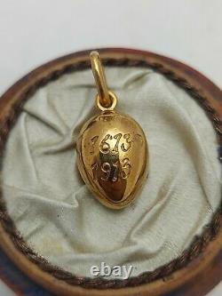 Impérial Russe Faberge 84 Argent Plaque D'or 300 Ans Pendentif D'oeufs Romanovs