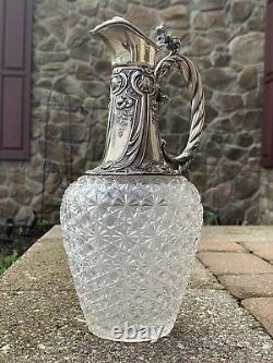 Impérial Russe Faberge Argent Coupe Main Cristal Vin Décanter 1880s Victorien