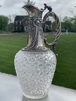 Impérial Russe Faberge Argent Coupe Main Cristal Vin Décanter 1880s Victorien