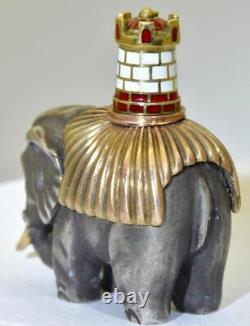 Impérial Russe Faberge Argent Or Émail Éléphant Figurine-michael Perkhin