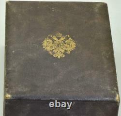 Impérial Russe Faberge Baptême Orthodoxe Gilt Silver Spoon Goblet Set C1896 Box