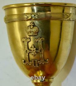 Impérial Russe Faberge Baptême Orthodoxe Gilt Silver Spoon Goblet Set C1896 Box