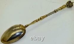 Impérial Russe Faberge Gilt Silver Tea Spoon Par Erik Kollin-romanov Couronne 1880