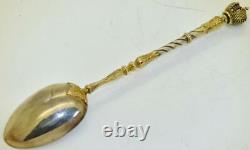 Impérial Russe Faberge Gilt Silver Tea Spoon Par Erik Kollin-romanov Couronne 1880