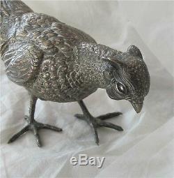 Impériale Russe 84 Faisan Argenté Figure Oiseau Fabergé Antique 720gr 4500 $ +