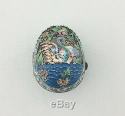 Impériale Russe Vermeil Cloisonné Polychrome Émail Egg