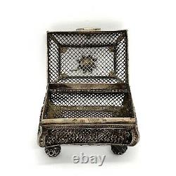 Judaica Antique Imperial Russian Silver 91 Améthyst Spice Filigree Box. 66,8 M