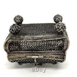 Judaica Antique Imperial Russian Silver 91 Améthyst Spice Filigree Box. 66,8 M