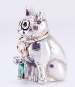 La Faberge Russe Impériale Jewelled Silver Cat Figurine De Julius Rappoport 1880