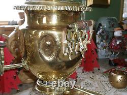 Le plus rare antique, énorme samovar en laiton impérial du Tsar de 1912