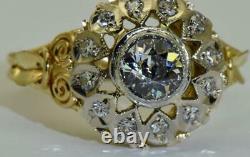 Magnifique Antique Impériale Russe Faberge 18k Or & 1ct F / Fl Bague Diamant. Boîte