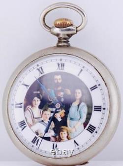 Montre de poche impériale russe ancienne c1916 avec cadran de la famille royale des Romanov de l'ère du Tsar