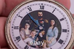 Montre de poche impériale russe ancienne c1916 avec cadran de la famille royale des Romanov de l'ère du Tsar