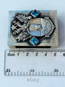 Nikolay II Rare Antique Impériale Russe Sterling Argent 84 Matchstick Case 40gr